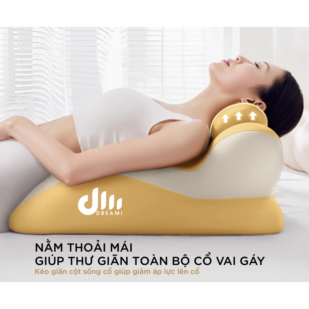GỐI CÔNG THÁI HỌC  DREAMI - GỐI TY ÊM MỀM THƯ GIÃN BẢO VỆ CỘT SỐNG CHỐNG MỎI VAI GÁY, ĐIỂM TỰA HOÀN HẢO TỪNG KHOẢNH KHẮC
