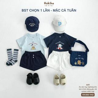 BST "CHỌN 1 LẦN-MẶC CẢ TUẦN" Áo cộc tay raplang, quần kaki cho bé Hokiha vải mềm mại từ 8-17kg A89-NQ01-QQ102-QQ104-QQ42