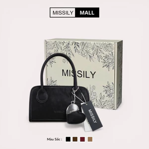 Túi xách nữ đeo chéo, đeo vai MISSILY da lộn kèm charm sz 20cm (ms166)
