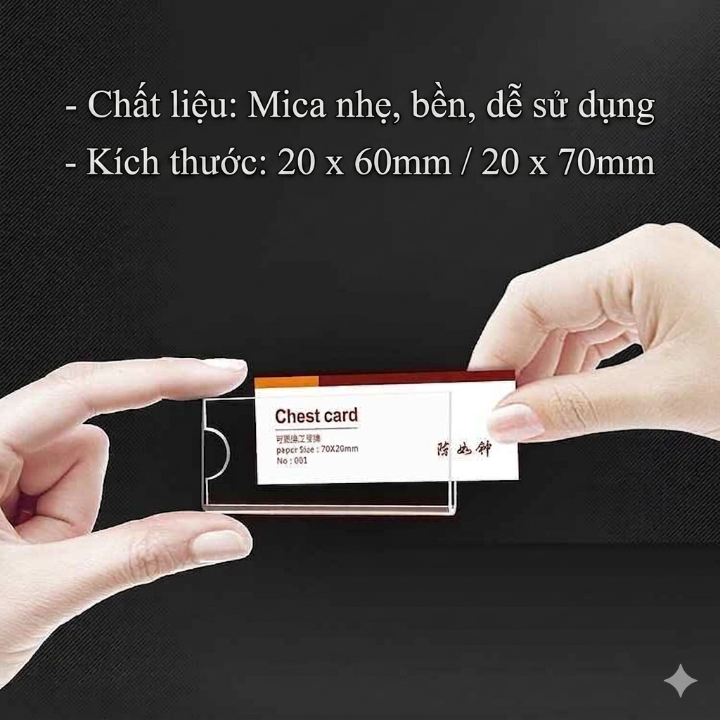 [Combo 20] Thẻ tên nhân viên cài áo BEDO mica - Bảng tên thay nội dung, ghim cài tiện dụng văn phòng