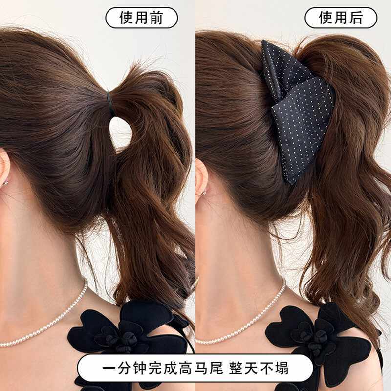 Kẹp Tóc Vải Chấm Bi Size 13cm Phong Cách Hàn Quốc