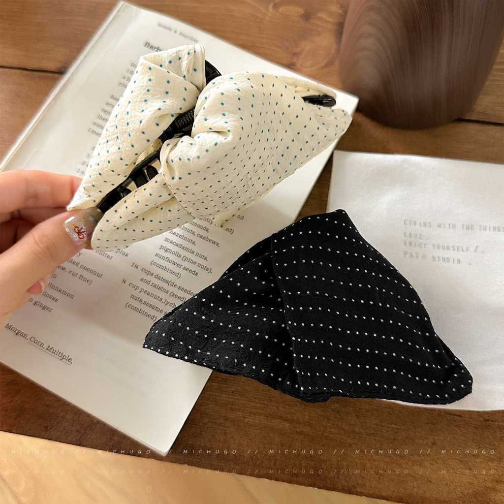Kẹp Tóc Vải Chấm Bi Size 13cm Phong Cách Hàn Quốc