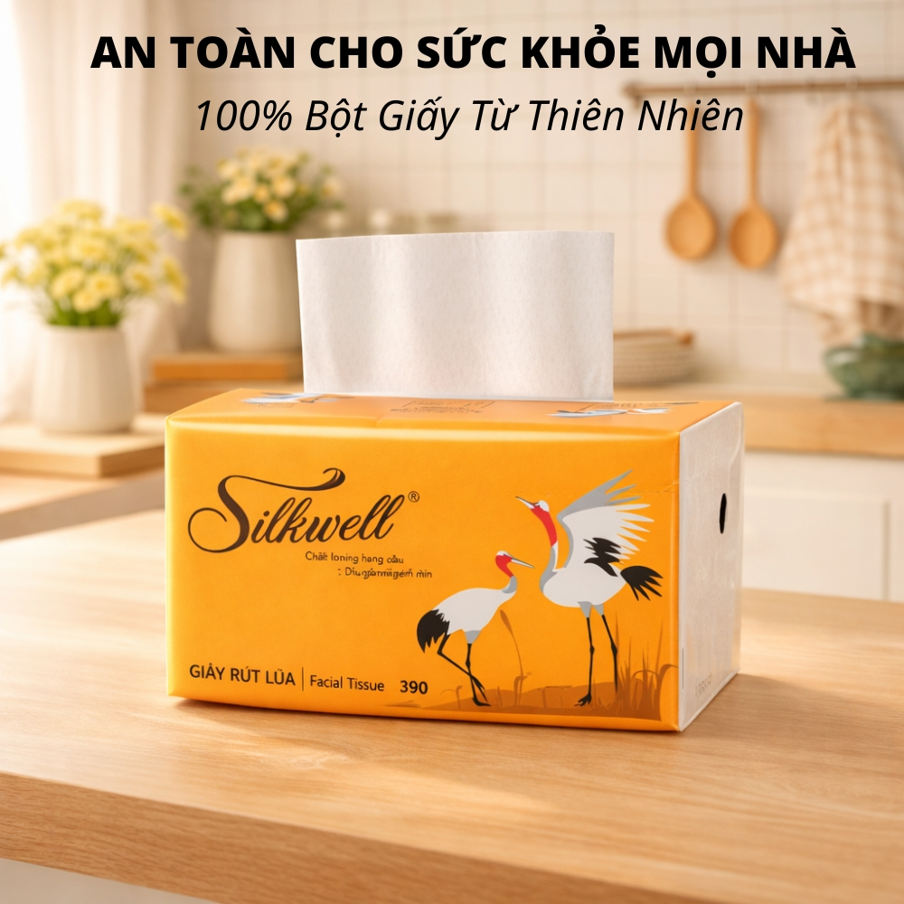 [HỎA TỐC] Giấy Ăn Rút Lụa Silkwell Thùng 16/32 Gói Sếu Rút 130 Tờ/Gói/3 Lớp, Siêu Dai Mềm Mịn
