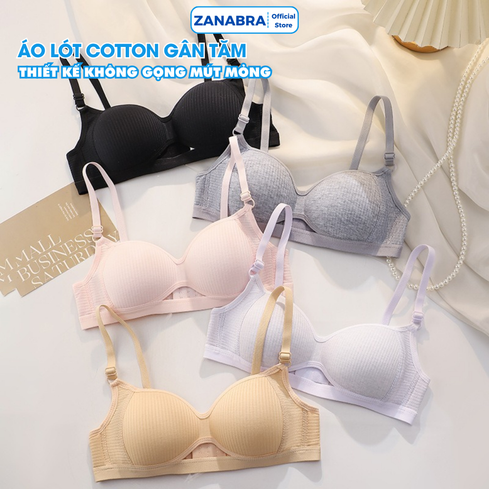 Áo Ngực Nữ Cotton Đệm Mỏng Thoáng Mát - Áo Lót Nữ Không Gọng Mỏng Nhẹ Co Giãn 4 Chiều ZANABRA A6114