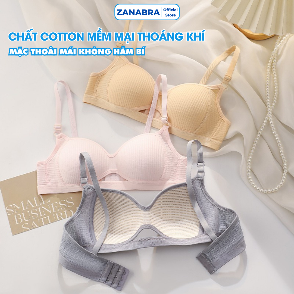 Áo Ngực Nữ Cotton Đệm Mỏng Thoáng Mát - Áo Lót Nữ Không Gọng Mỏng Nhẹ Co Giãn 4 Chiều ZANABRA A6114