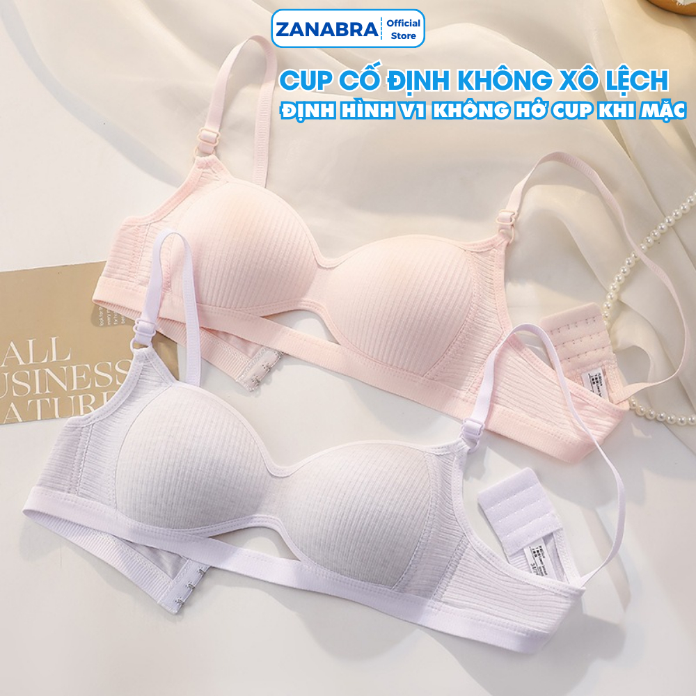 Áo Lót Áo Ngực Nữ Sinh Không Gọng Đệm Mỏng Cotton Gân Tăm Mềm Mại Form Ôm Ngực ZANABRA A6114