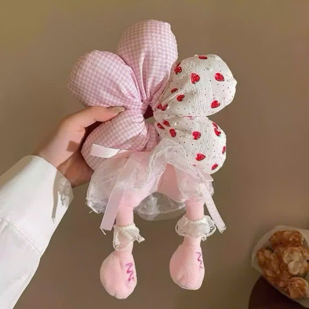Cột Scrunchie vải hoa 5 cánh nhiều màu đính họa tiết bông hoa thú cưng nhiều mẫu hoạt hình dễ thương