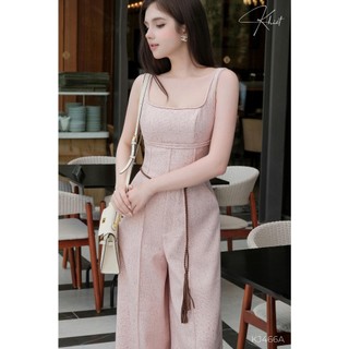 Jump dài ống rộng Khiết Style chất tweed dày dặn phối belt thắt lưng phong cách sang chảnh KJ566 KJ566A