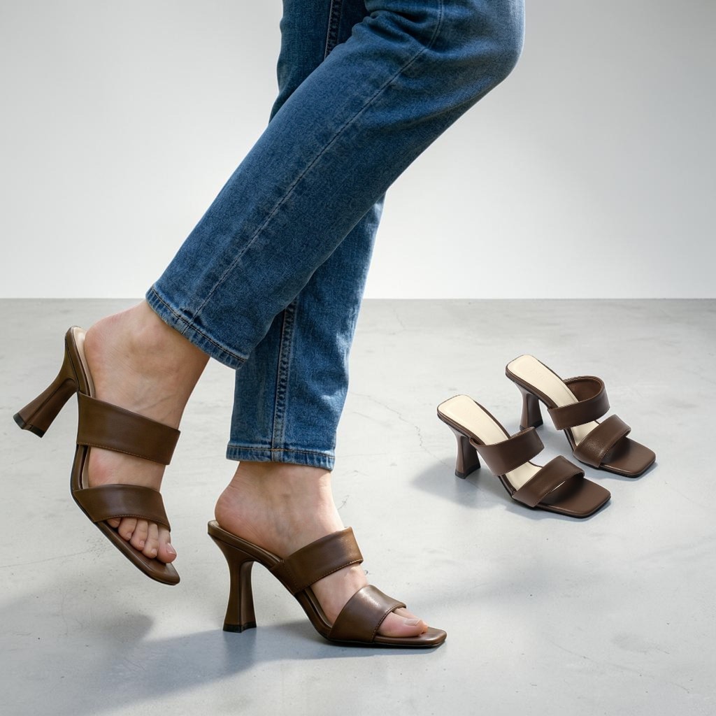 Guốc Cao Gót Nữ 7cm 2 Quai Ngang Thời Trang Pixie H443