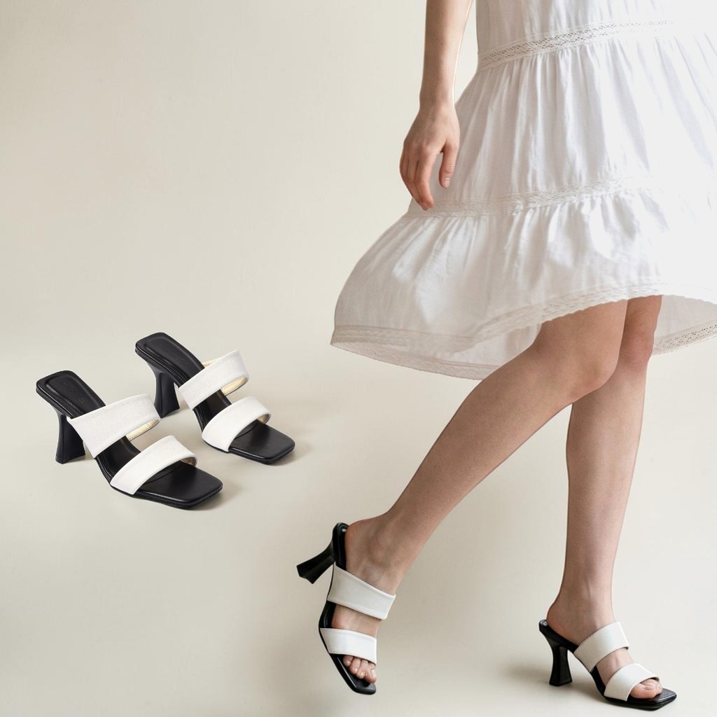 Guốc Cao Gót Nữ 7cm 2 Quai Ngang Thời Trang Pixie H443