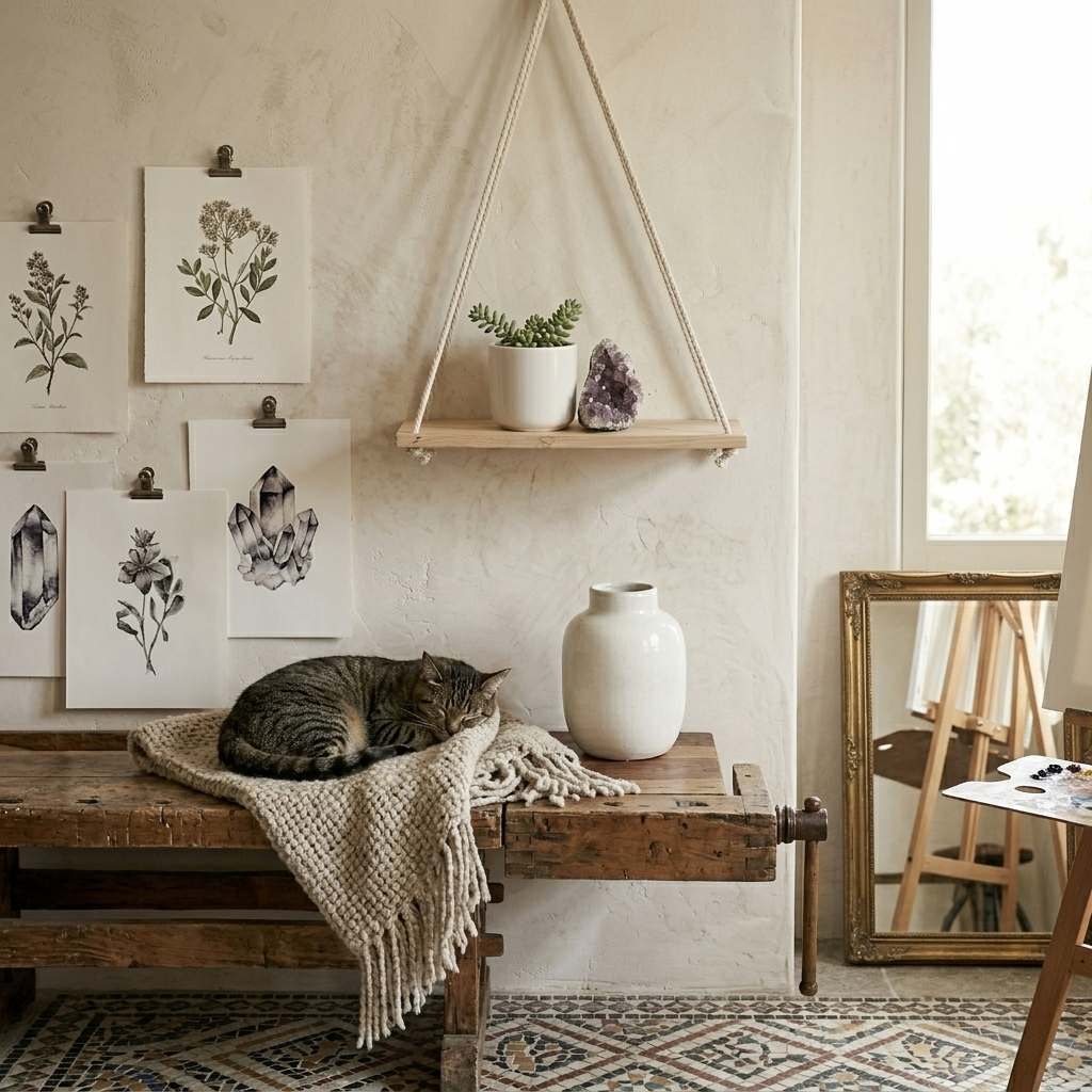 Kệ Gỗ Treo Tường Decor Dây Thừng Phong Cách Vintage - - Biến Góc Tường Trống Thành Không Gian Sống Ảo