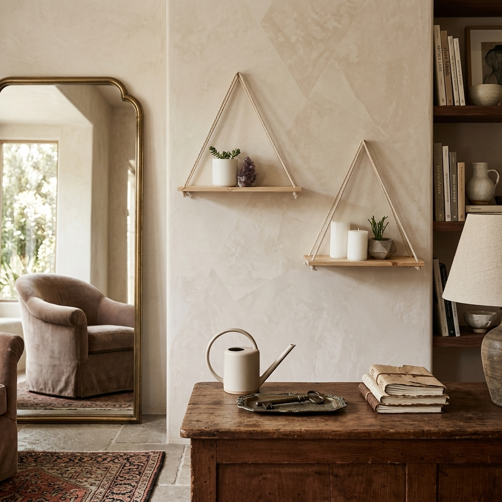 Kệ Gỗ Treo Tường Decor Dây Thừng Phong Cách Vintage - - Biến Góc Tường Trống Thành Không Gian Sống Ảo