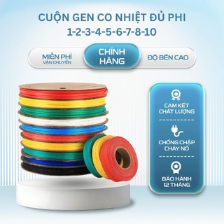 Nguyên Cuộn Ống Gen Co Nhiệt Cách Điện Phi 1-2-3-4-5-6-7-8-10mm Ống Co Nhiệt Dây Điện Nhiều Màu Sắc