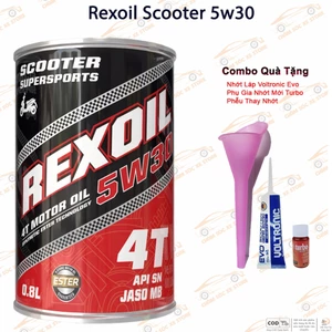 Dầu Nhớt Rexoil Scooter 5w30 Dành Cho Xe Tay Ga - Tặng Kèm 1 Láp Voltronic 80w90, 1 Phụ Gia Nhớt Turbo Và 1 Phễu