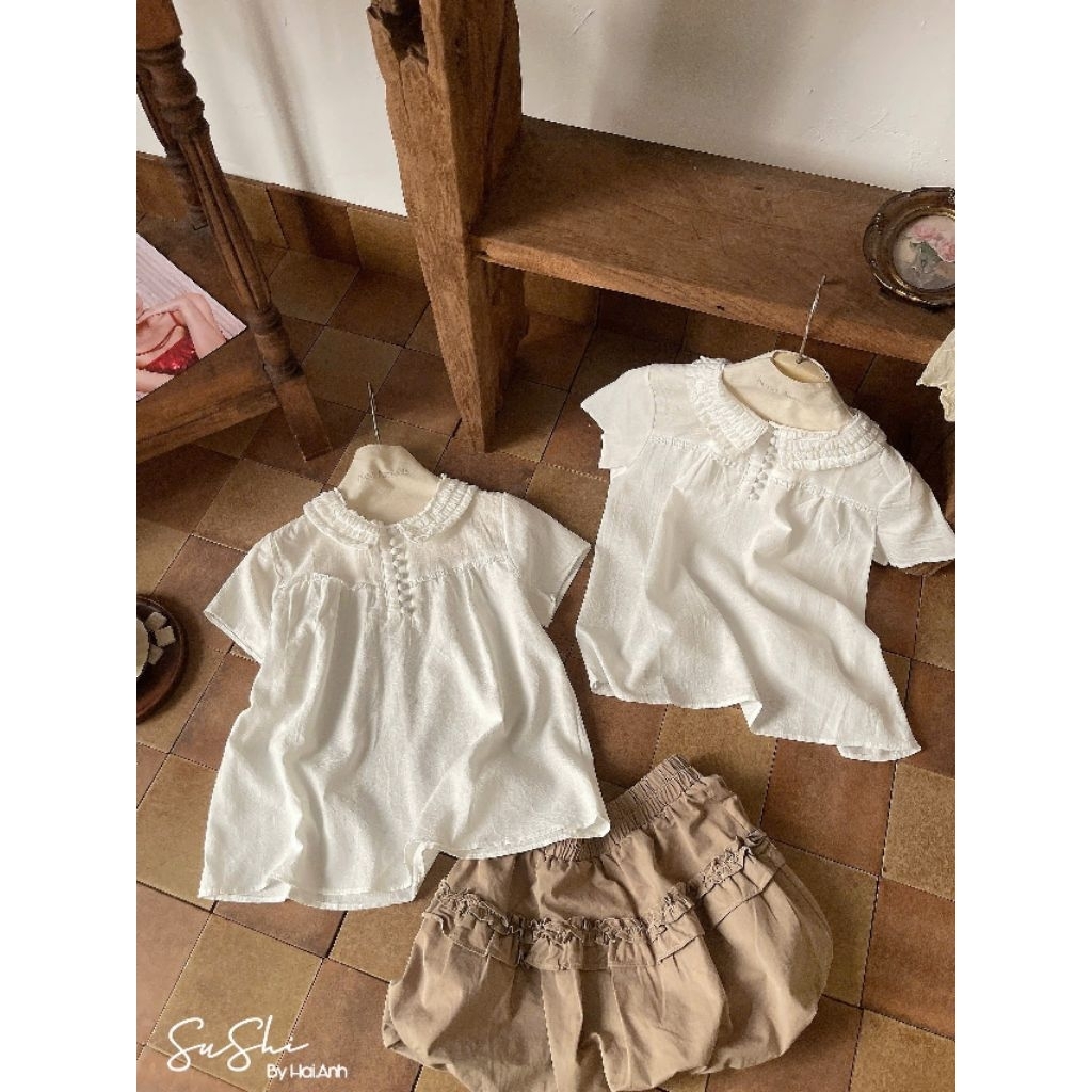 [𝑯𝒂 𝑨𝒏𝒉] Áo Sơ Mi Cộc Cổ Bèo QCL1