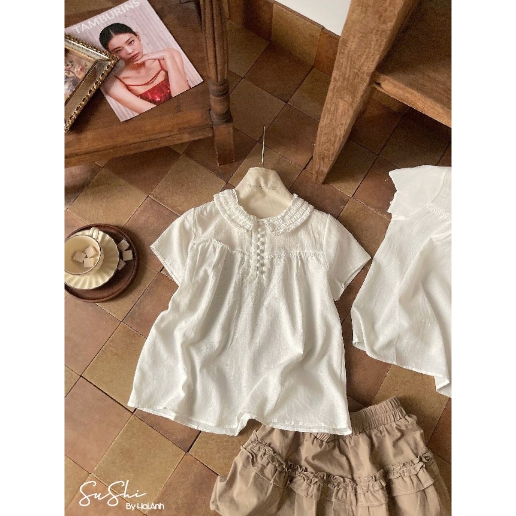[𝑯𝒂 𝑨𝒏𝒉] Áo Sơ Mi Cộc Cổ Bèo QCL1