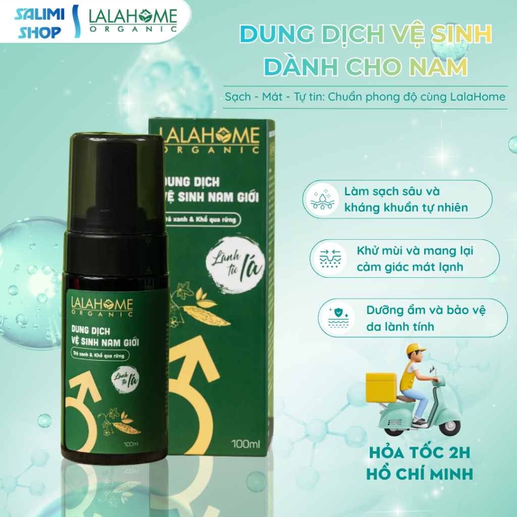 (Hỏa tốc) Dung Dịch Vệ Sinh Nam Giới LALAHOME 100ml, Tạo Bọt, Chiết Xuất Trà Xanh & Khổ Qua Rừng