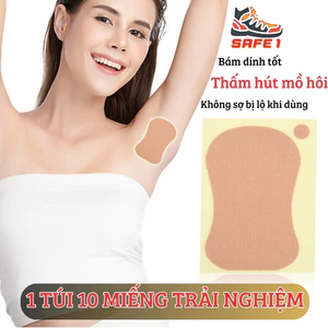 Set 10 tấm dán mô hôi nách cotton thấm hút - nhanh khô. 10 Miếng dán thấm mồ hôi nách màu da Nam, Nữ