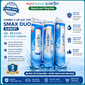 [ combo ] lõi lọc nước Karofi 123 CTO Smax Duo với lõi CTO lưới (ghi số 3) dùng cho model S-S038, O-P1310, X39, O07