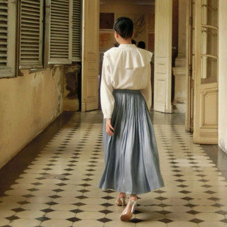 [HOẢ TỐC] Chân Váy Lụa Satin Dáng Suông Xếp Ly Mềm Mại Lưng Thun Thanh Lịch | Satin Skirt Premium