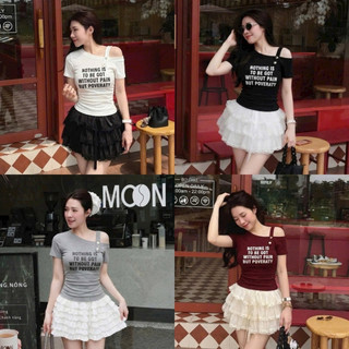 LT - Áo thun nữ lệch vai chữ, chất thun zip mềm mát free size 1688