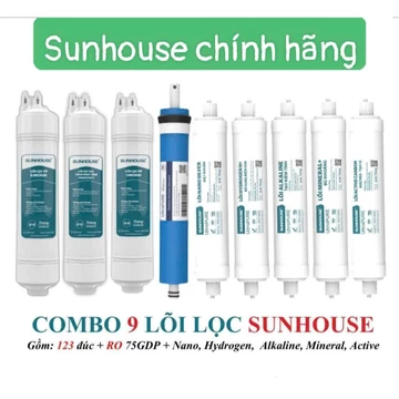Bộ 9 Lõi lọc Đúc Sunhouse chính hãng - (Lõi đúc 123 +Active +Min+Alkaline +Hydrogen +Nano)