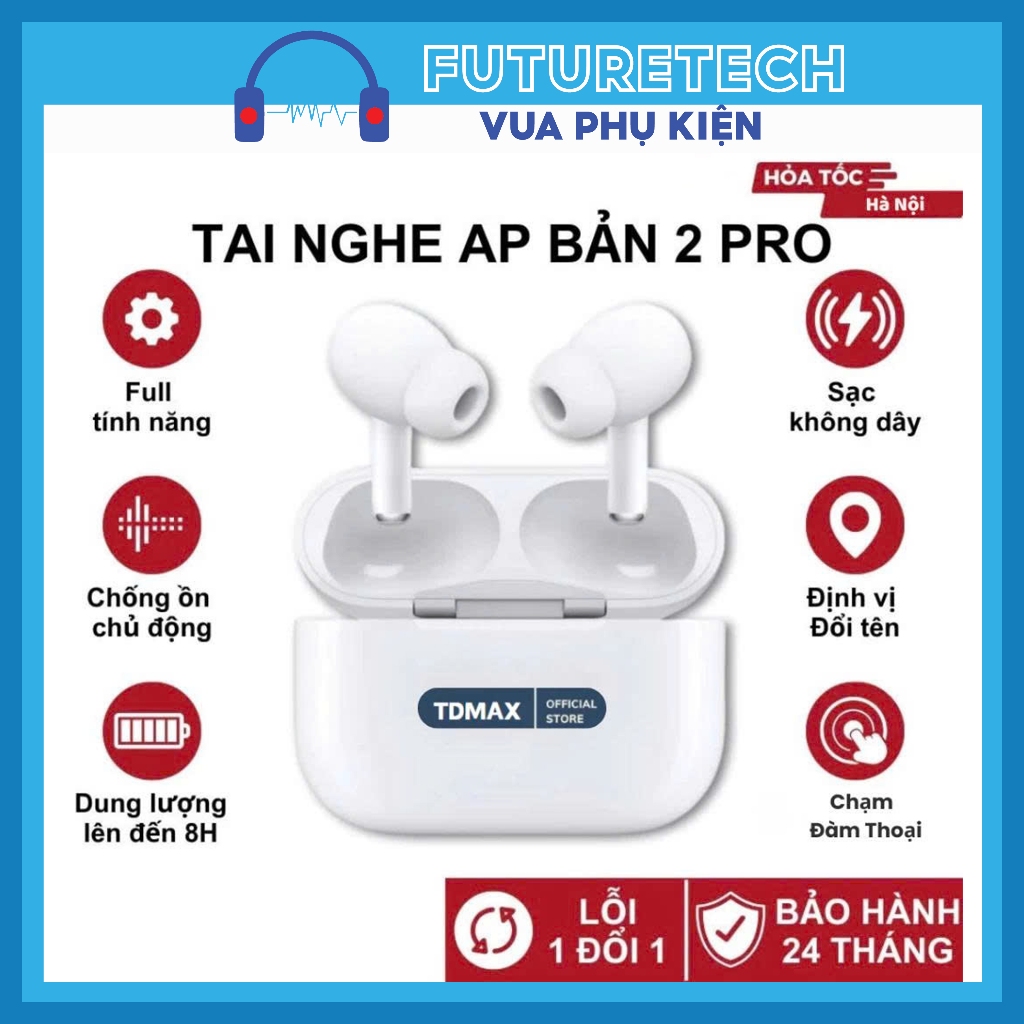 Tai Nghe Bluetooth AIPro 2 Fullbox Đầy Đủ Chức Năng Định Vị Đổi Tên Bảo Hành 6 tháng tặng kèm vỏ bọc