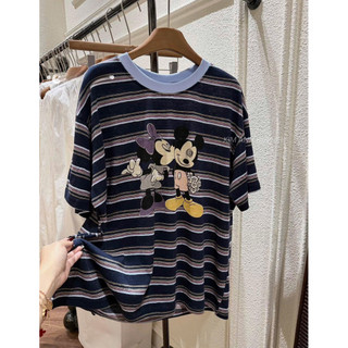 •𝙆𝙞𝙣𝙜𝙨𝙝𝙤𝙥𝙗𝙚𝙖𝙪𝙩𝙮•Áo Phông Mickey Kẻ Sọc Xanh QC