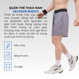 Quần Shorts Thể Thao Nam VELOSAR RSP-61401 – Nhẹ, Nhanh Khô, Co Giãn, Thoáng Mát
