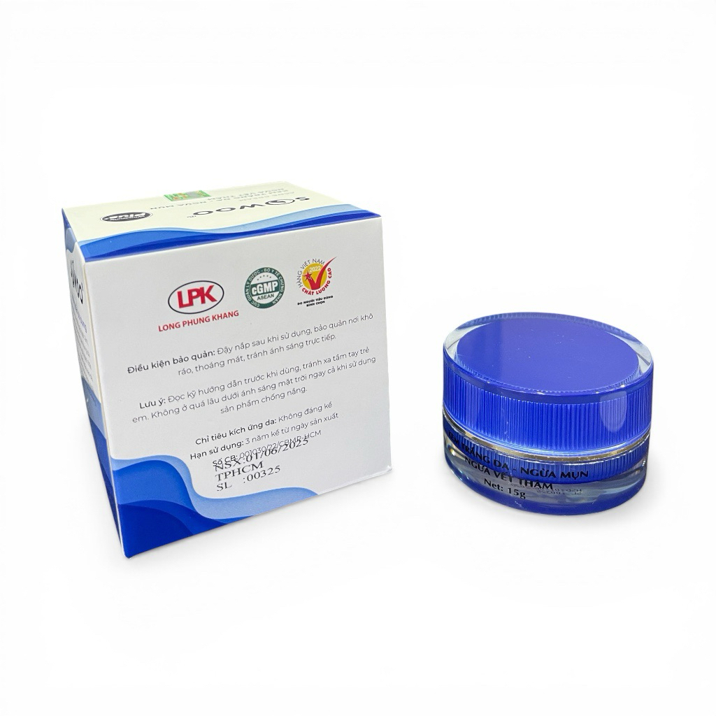 Kem mụn SOWOO (Long Phụng Khang) Whitening Plus+ SPF30/PA++ – Giảm mụn, mờ thâm, dưỡng trắng da 15g