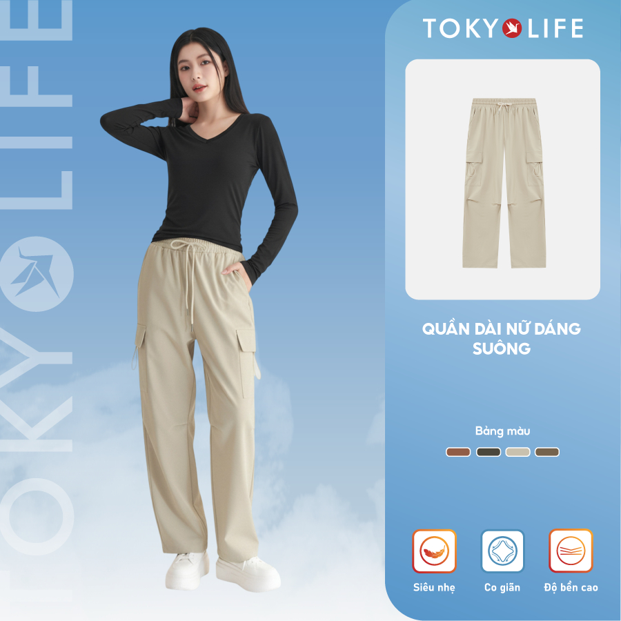 Quần dài dáng suông Nữ TOKYOLIFE mềm mại thiết kế thời trang trẻ trung năng động 40002389