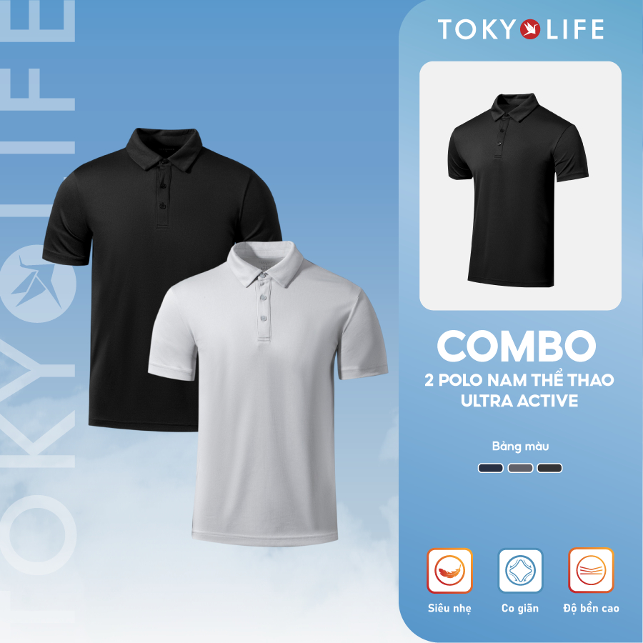 Combo Áo Polo nam Ultra Active dáng suông khô thoáng thấm hút tốt Menswear TOKYOLIFE 40000970