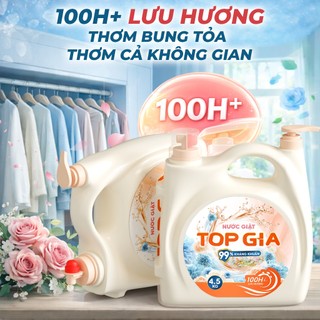 (Mua 1 Nhận 5) Can Nước Giặt Xả TopGia 2 Vòi Tiện Lợi 4.5KG Lưu Hương 100H, Kháng Khuẩn 99%, Dịu Nhẹ