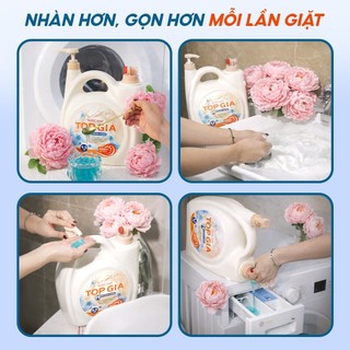 Can Nước Giặt Xả TopGia 2 Vòi Tiện Lợi 4.5KG Lưu Hương Thơm 100H, Kháng Khuẩn 99%, Làm Sạch Nhanh