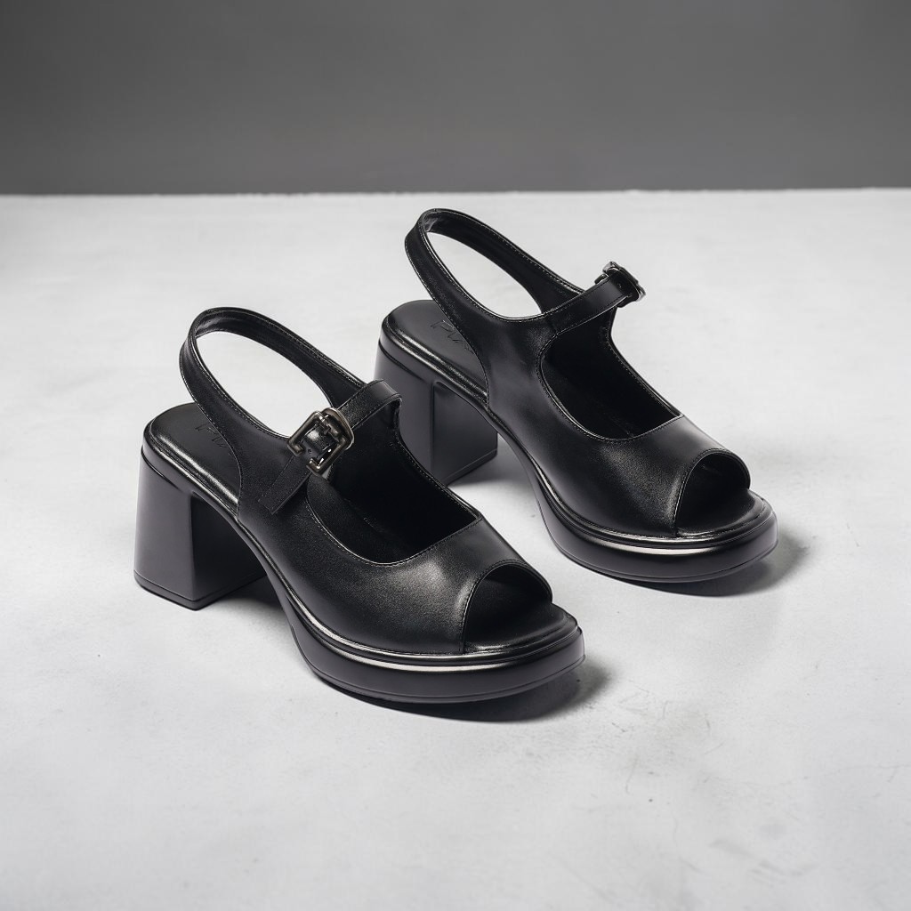 Giày Sandal Nữ Cao Gót 7cm Đế Đúp Hở Mũi Thời Trang Êm Chân Pixie H453