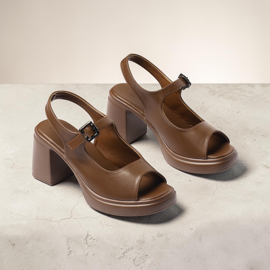 Giày Sandal Nữ Cao Gót 7cm Đế Đúp Hở Mũi Thời Trang Êm Chân Pixie H453