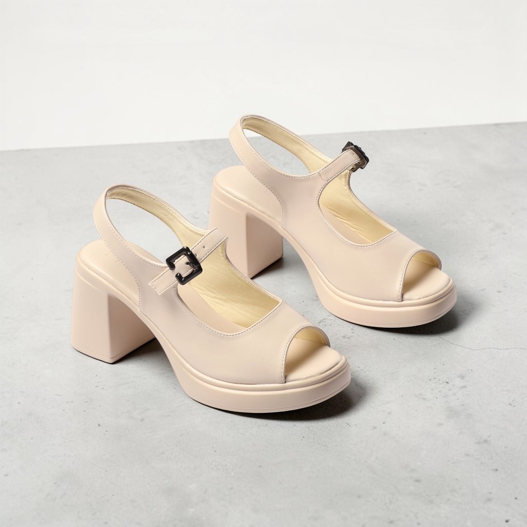 Giày Sandal Nữ Cao Gót 7cm Đế Đúp Hở Mũi Thời Trang Êm Chân Pixie H453