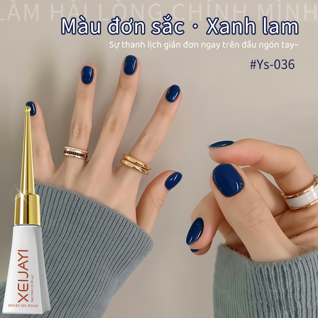 XEIJAYI 10ml - Sơn móng tay dạng gel màu xanh biển sâu mới, màu sắc bền lâu, phù hợp với mọi tông da.