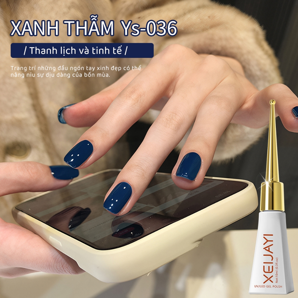 XEIJAYI 10ml - Sơn móng tay dạng gel màu xanh biển sâu mới, màu sắc bền lâu, phù hợp với mọi tông da.
