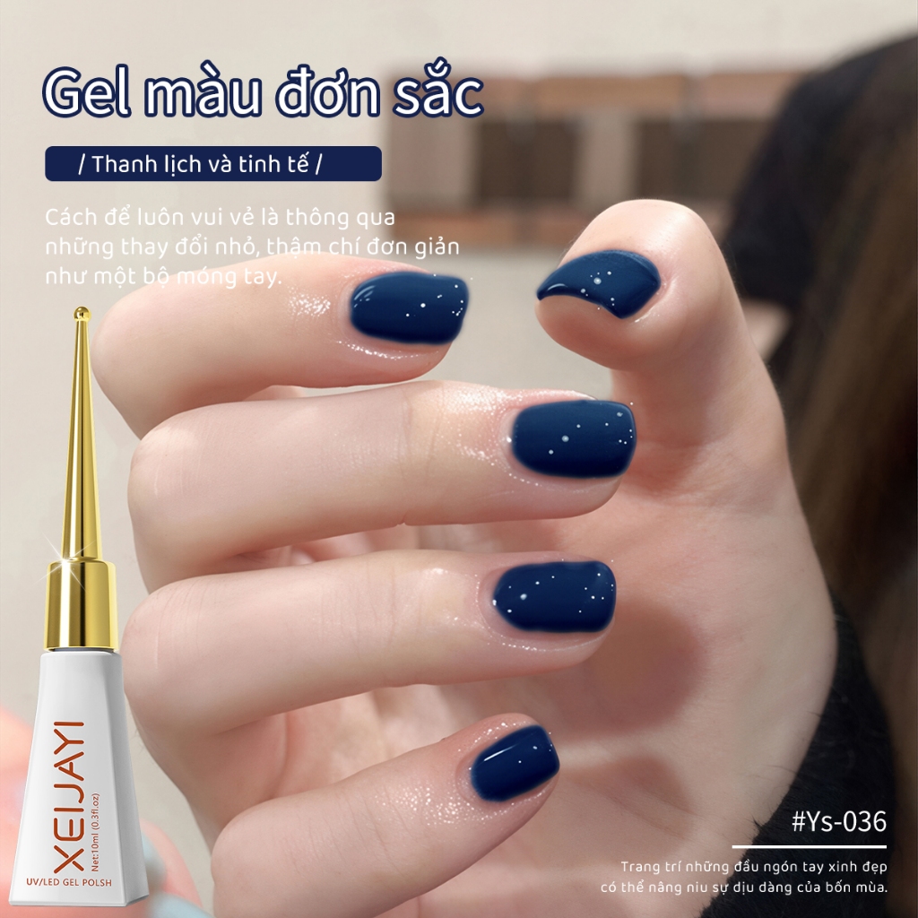 XEIJAYI 10ml - Sơn móng tay dạng gel màu xanh biển sâu mới, màu sắc bền lâu, phù hợp với mọi tông da.