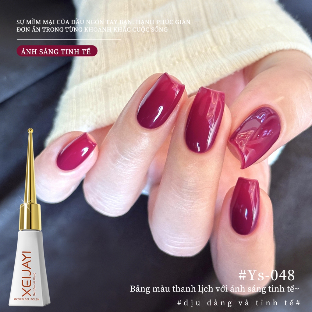 XEIJAYI 10ml - Sơn móng tay dạng gel màu đỏ mận mới, màu sắc bền lâu, phù hợp cho mọi mùa.