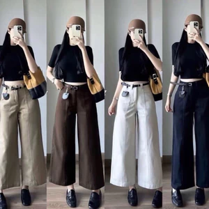 Quần Suông Nữ Ống Rộng Bigsize, Chất Vải KaKi Nhật L1 Mềm Mại Co Giãn