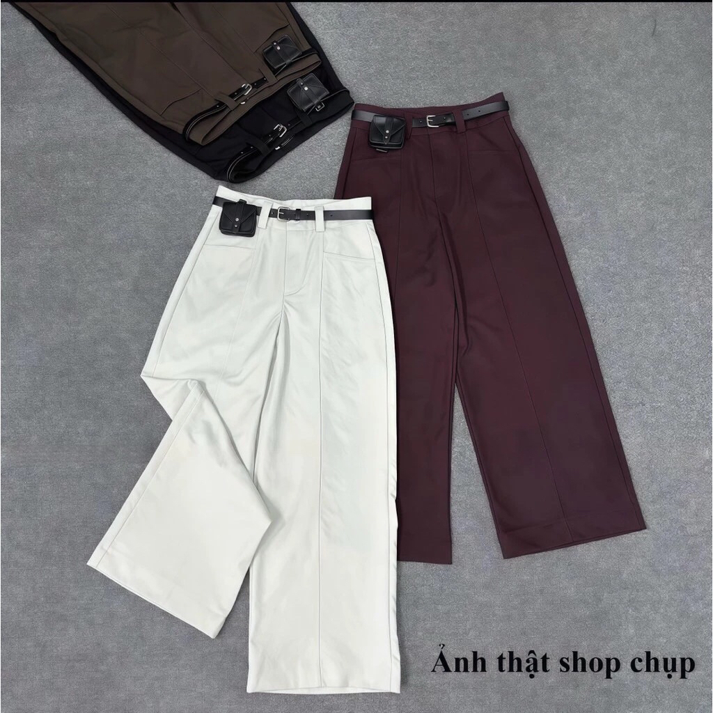 Quần Suông Nữ Ống Rộng Bigsize, Chất Vải KaKi Nhật L1 Mềm Mại Co Giãn