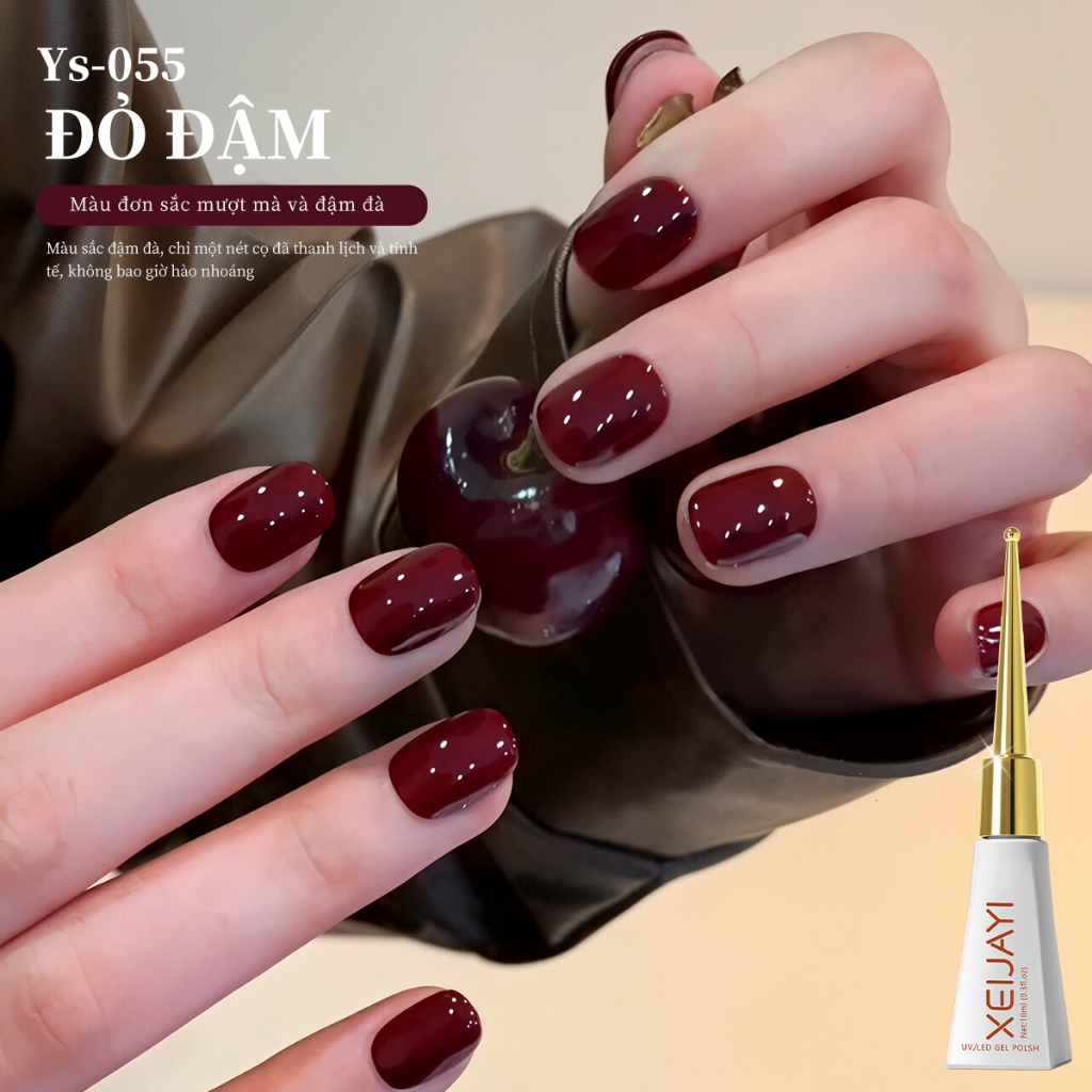 XEIJAYI 10ml - Sơn móng tay dạng gel màu đỏ anh đào mới, bền màu và rực rỡ, phù hợp với mọi tông da.