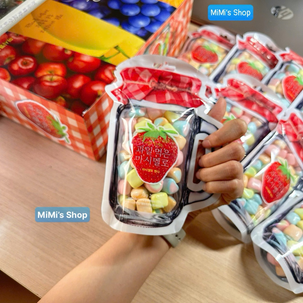 [Hỏa Tốc] Kẹo Marshmallow Trái Cây 70g 🍓 Kẹo Dẻo Nhân Nước Ép – Ngọt Dịu, Mềm Mịn, Ăn Vặt Cực Ngon gói 70g