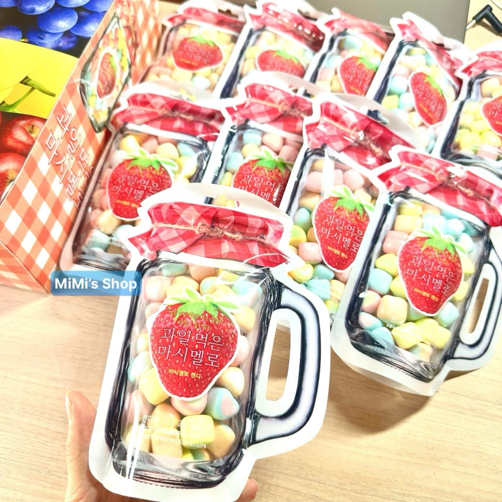 [Hỏa Tốc] Kẹo Marshmallow Trái Cây 70g 🍓 Kẹo Dẻo Nhân Nước Ép – Ngọt Dịu, Mềm Mịn, Ăn Vặt Cực Ngon gói 70g