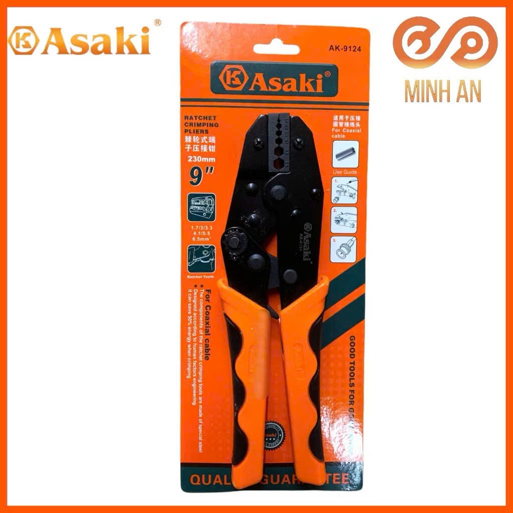 Kìm bấm cos ghim capa Asaki AK-9122 0.15 ~ 6mm2 - Kềm bấm cốt ghim capa (Kìm bấm đầu cote Asaki) giocongcu
