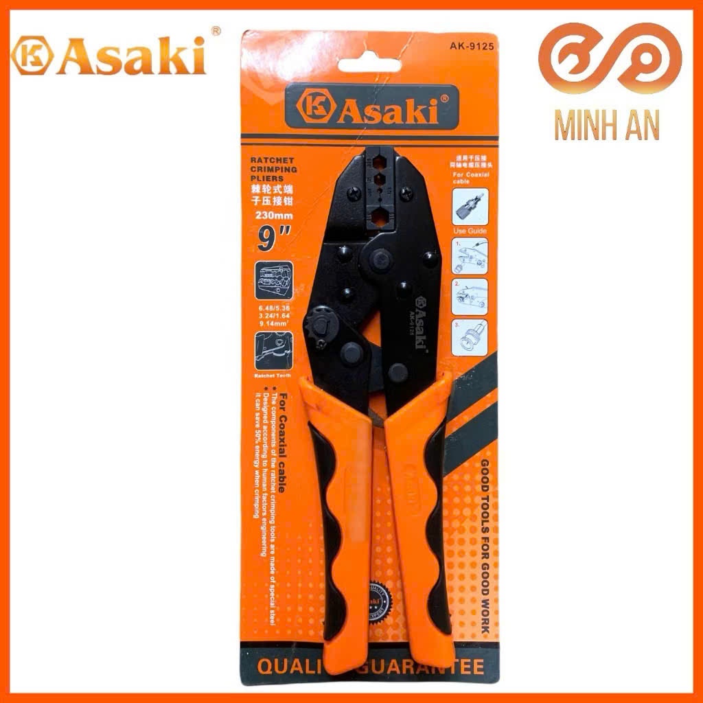 Kìm bấm cos ghim capa Asaki AK-9122 0.15 ~ 6mm2 - Kềm bấm cốt ghim capa (Kìm bấm đầu cote Asaki) giocongcu