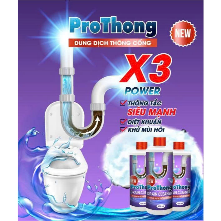 400ml Chất thông cống hiệu quả – Thông tắc bồn rửa, bồn cầu nhanh chóng, an toàn cho gia đình