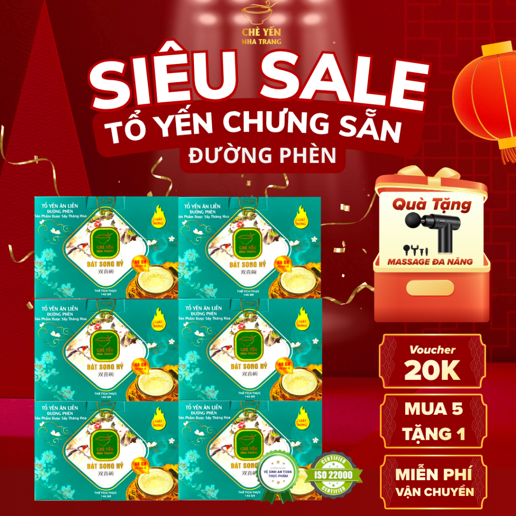 [ COMBO 5 TẶNG 1] Yến Tự Sôi - Tổ Yến Chưng Sẵn Đông Trùng/Đường Phèn/Ăn kiêng 140ml - Yến thật 100% Chính Hãng